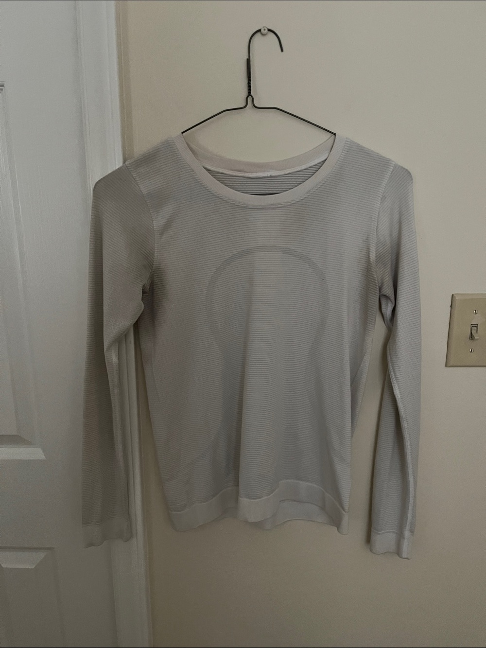 Lululemon Athletica Switfly Tech Logo Stripe Long Sleeve T Shirt